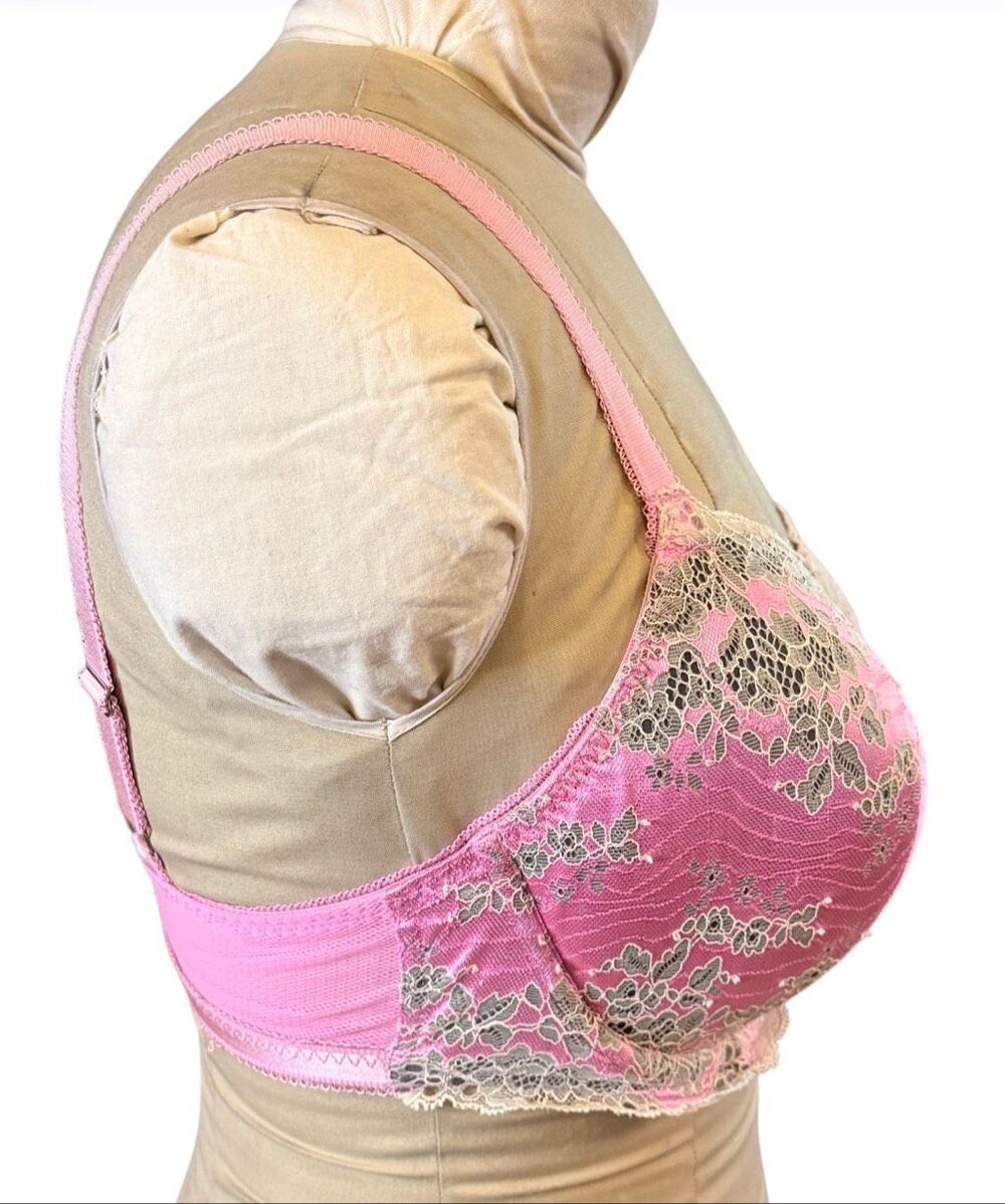 Victoria's Secret Dream Angels Lined Demi Bra 34DDD Pink Floral Lace Sexy Push-U - Picture 3 of 11